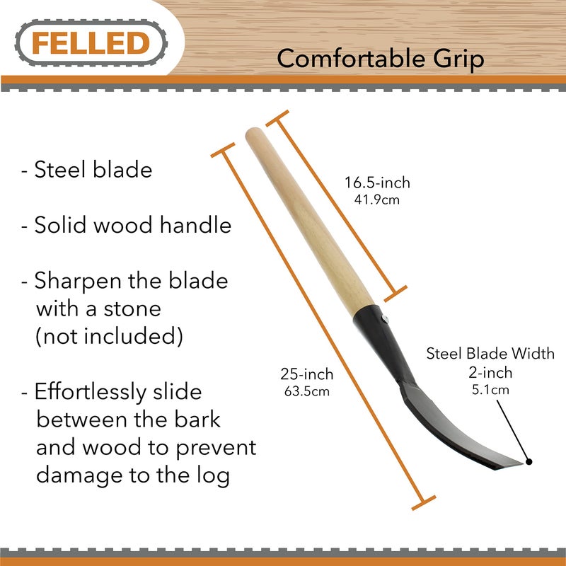Felled Bark Spud Debarking Tool, Log Peeler Tools Bark Removal Tool Log Debarker Tool, Bark Peeler Bark Stripping Tool - Image 4